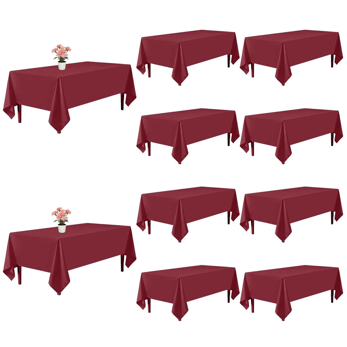 10 Pack Black Tablecloths 60 x 126 Inch for 8 Foot Rectangle Tables