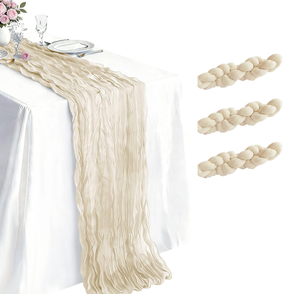 10 Pack Sage Green Cheesecloth Table Runner 21 x 120 Inch Boho Gauze Sheer Table Runner 10FT Long for Wedding Baby Shower Bridal Shower Easter Holiday Birthday Home Decor