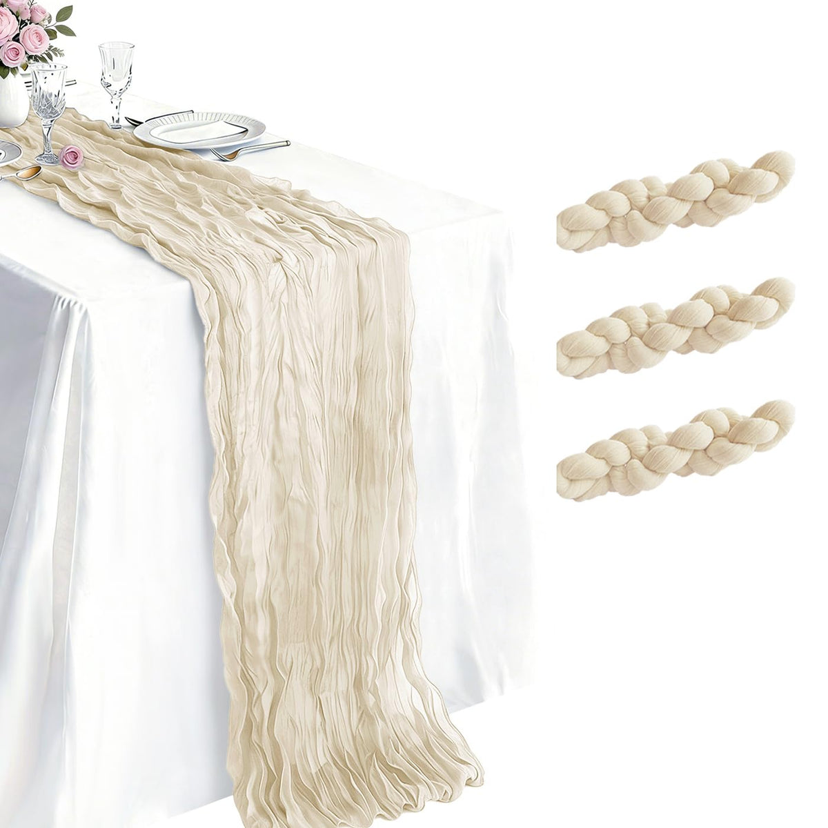 10 Pack Sage Green Cheesecloth Table Runner 21 x 120 Inch Boho Gauze Sheer Table Runner 10FT Long for Wedding Baby Shower Bridal Shower Easter Holiday Birthday Home Decor