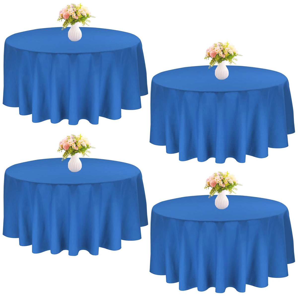 4 Pack Round Tablecloth 90 Inch Black Polyester Washable Fabric Table Covers for Wedding Dining Table Buffet Parties Banquet Decor