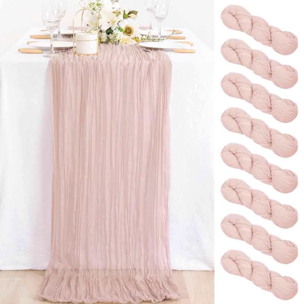 Ivory Cheesecloth Table Runner Farmhouse Fall Table Runner 10ft, 12 Pack