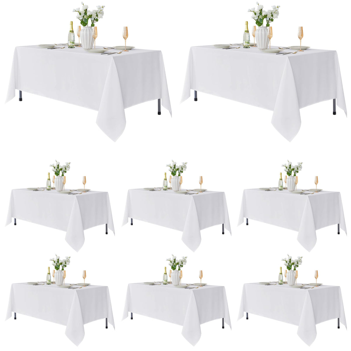Fitable 6 Pack White Table Cloths 70x120 Inch for 6-8 Ft Rectangle Tables