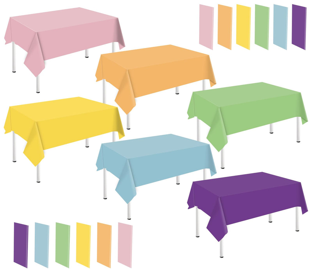Whaline 24Pcs Neon Color Plastic Tablecloth, 6 Fluorescent Colors