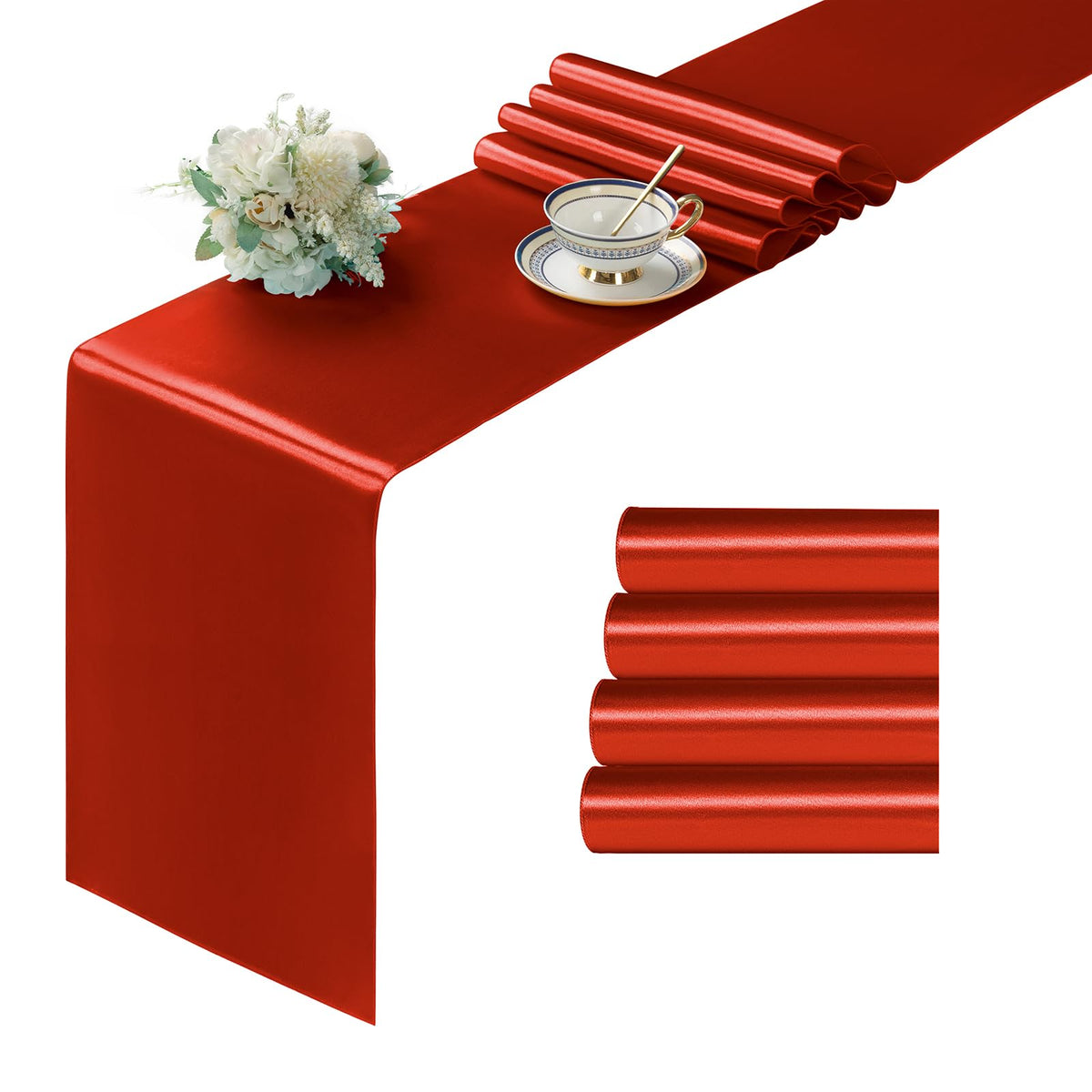 Manyshofu Silver Satin Table Runner 12x108 - 12 Pieces