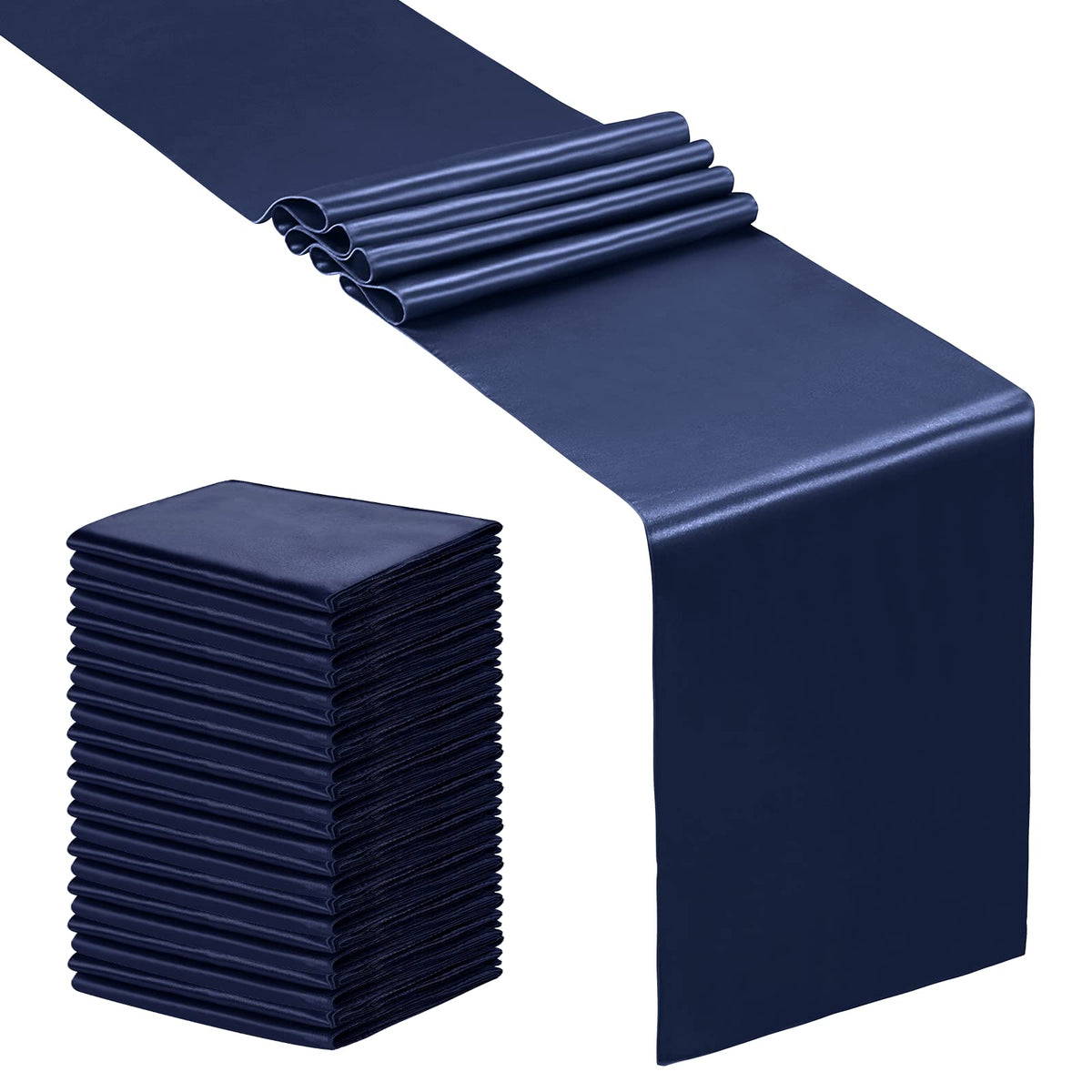 SiinvdaBZX 12 Pcs Royal Blue Satin Table Runner 12 x 108 inches Long