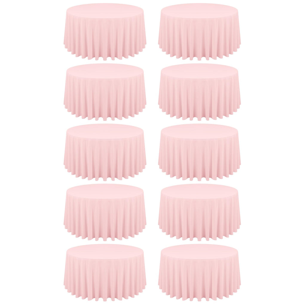 10 Packs 120 Inch Hot Pink Round Polyester Tablecloths