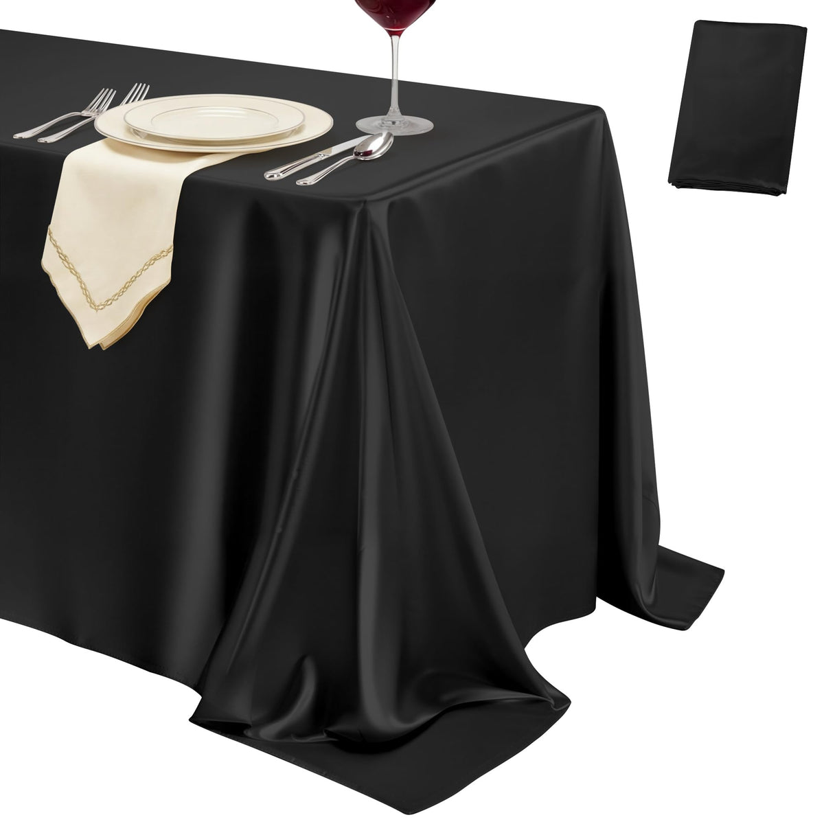 4 Pack Burgundy Satin Tablecloth 58 x 102 Inch Overlay Seamless Design