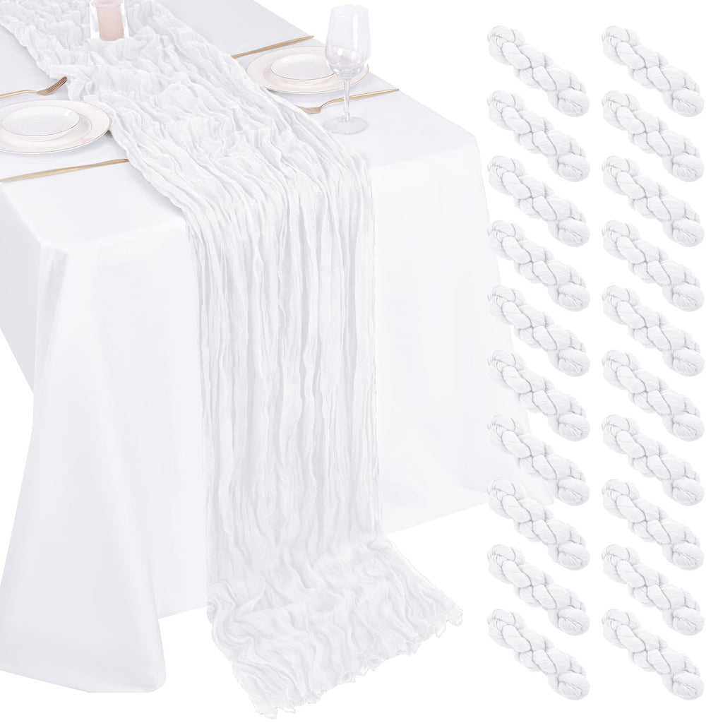10 Pack Light Yellow Cheesecloth Table Runner 17x108 Inch Semi Sheer Boho Gauze Cheese Cloth Table Runners, for Wedding Bridal Shower Birthday Party Home Decor Garden Farmhouse