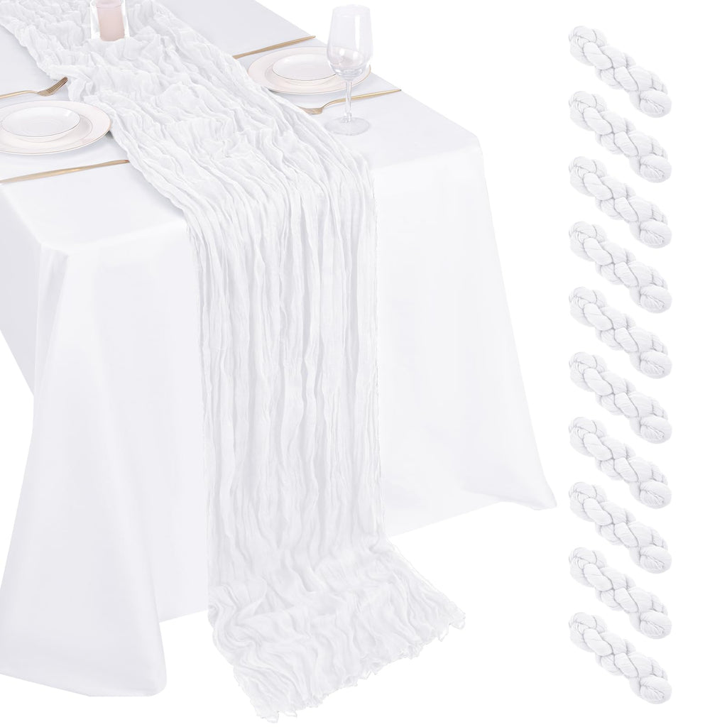 10 Pack Dusty Blue Cheesecloth Table Runner 17x108 Inch Boho Gauze Cheese Cloth Table Runners for Wedding Party Baby Shower Birthday Home Decor