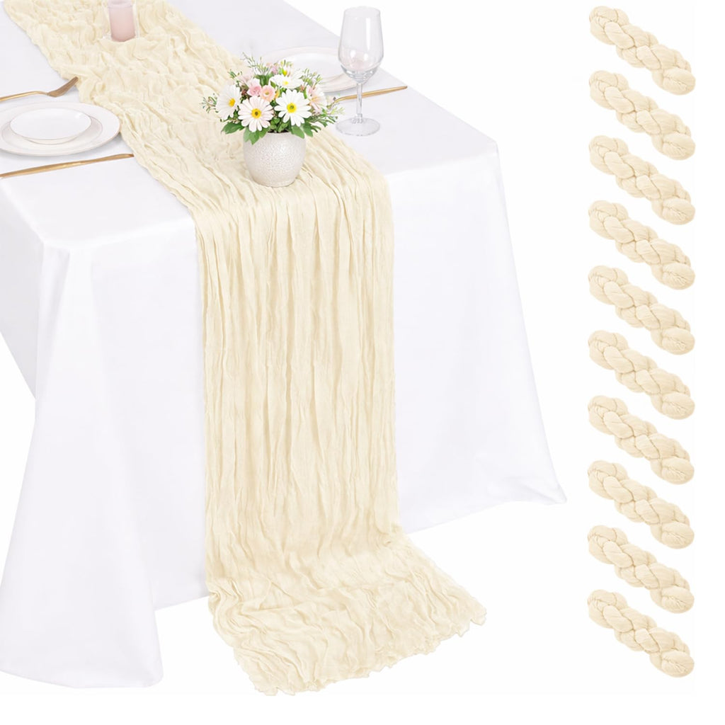 10 Pack Light Pink Cheesecloth Table Runner 22X120 Inch Gauze Table Runner