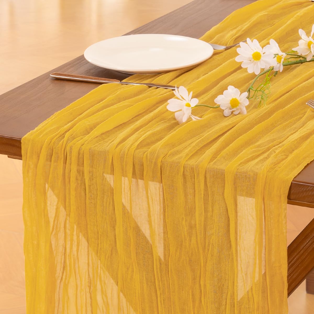 Blue Cheesecloth Table Runner Fall Boho Wedding Birthday Party Home Decor