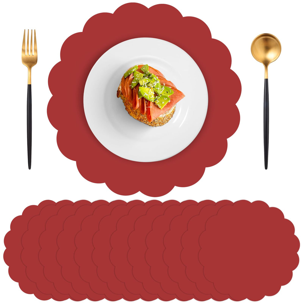 60 Pack Blue and White Paper Placemat, Disposable Blue Edge Table Mats