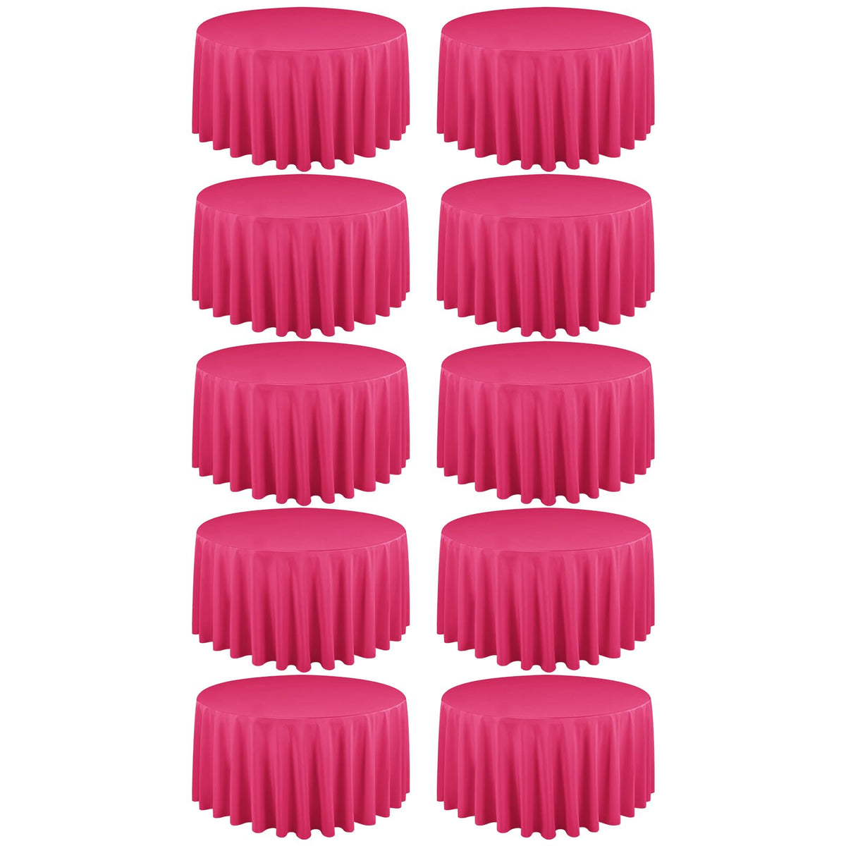 10 Packs 120 Inch Hot Pink Round Polyester Tablecloths