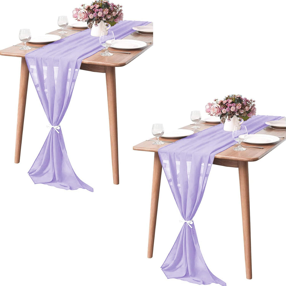 Pufogu 5 Pack 10Ft Light Yellow Chiffon Table Runner Sheer 29x120 Inch