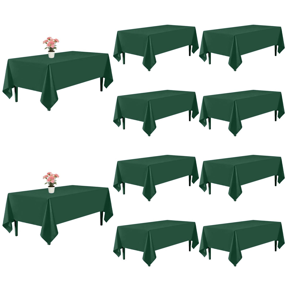 10 Pack Black Tablecloths 60 x 126 Inch for 8 Foot Rectangle Tables