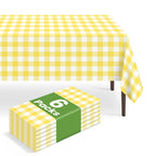 6 Pack Disposable Blue Gingham Plastic Tablecloth, 54 x 108 Inch