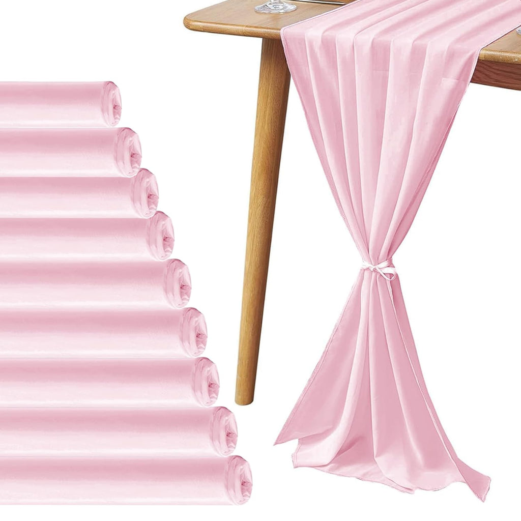 Pufogu 5 Pack 10Ft Light Yellow Chiffon Table Runner Sheer 29x120 Inch