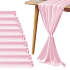 Pufogu 5 Pack 10Ft Light Yellow Chiffon Table Runner Sheer 29x120 Inch