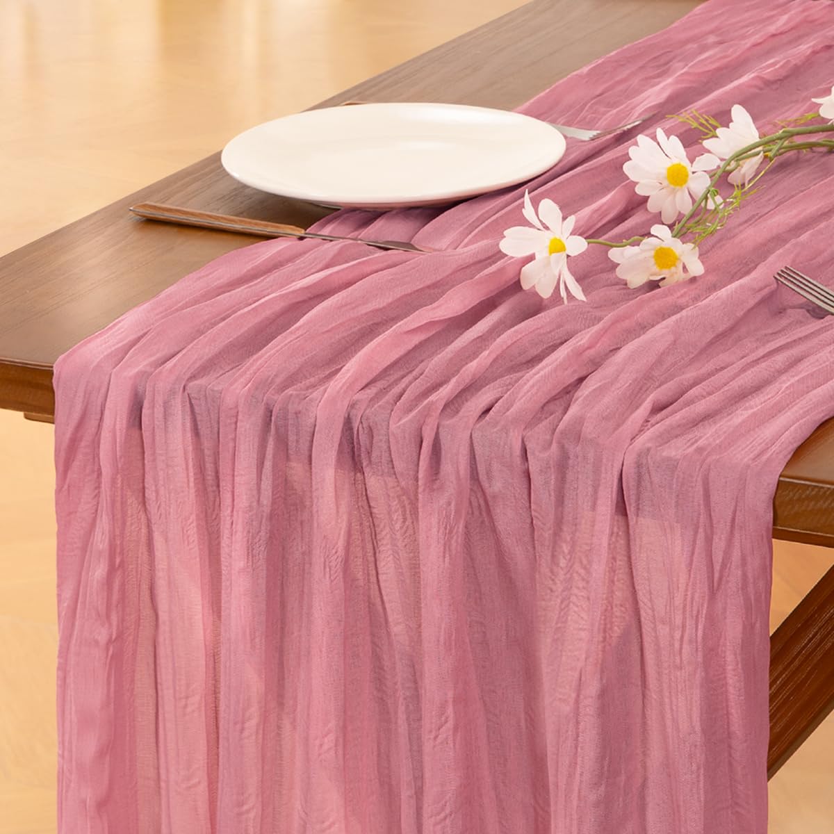 Blue Cheesecloth Table Runner Fall Boho Wedding Birthday Party Home Decor