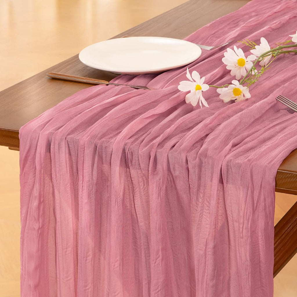 Pink Cheesecloth Table Runner Fall Boho Wedding Birthday Party Home Decor