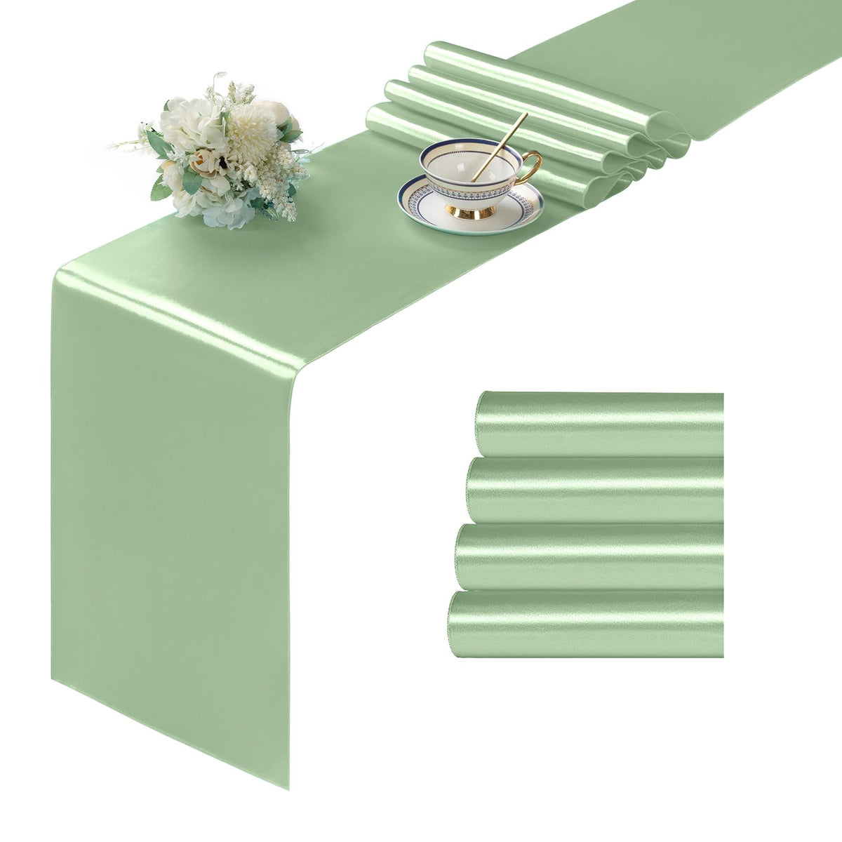 Manyshofu Silver Satin Table Runner 12x108 - 12 Pieces