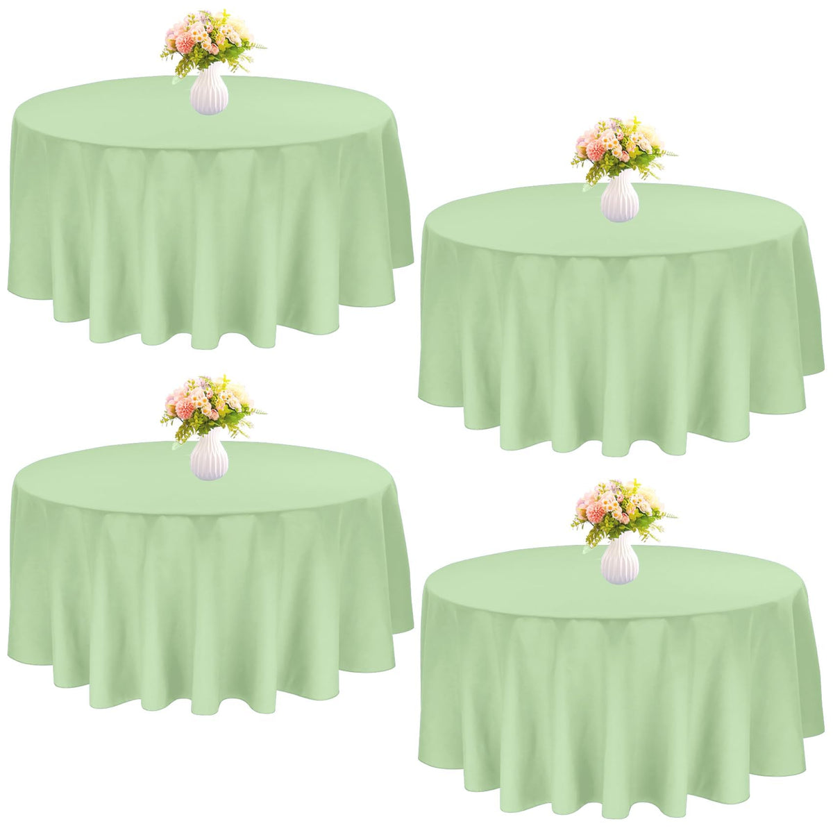 4 Pack Round Tablecloth 90 Inch Black Polyester Washable Fabric Table Covers for Wedding Dining Table Buffet Parties Banquet Decor