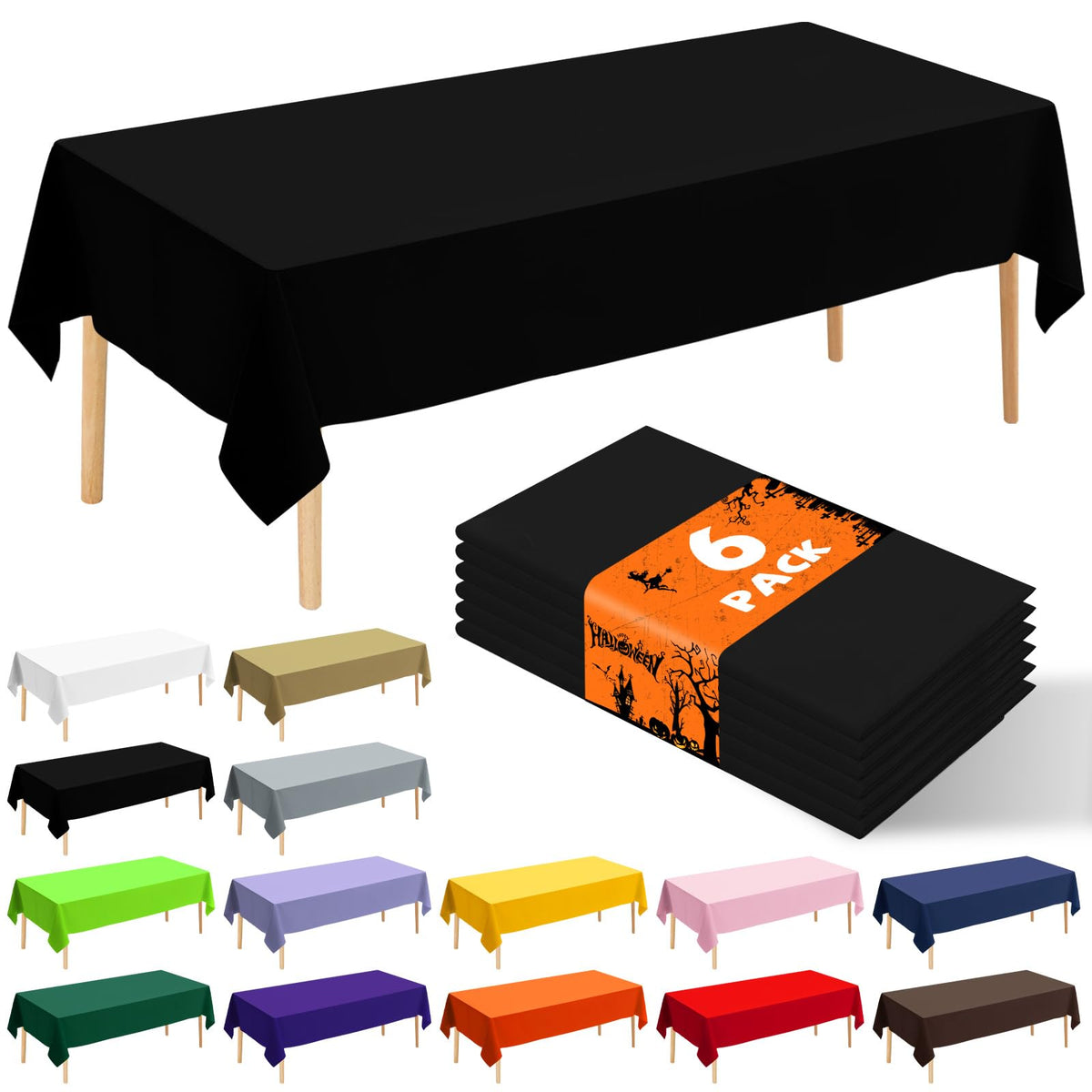 6 Pack Happy Birthday Plastic Tablecloths, 108" x 54" Rectangle Disposable Table Covers for Picnic Birthday Wedding Parties (Balloon)