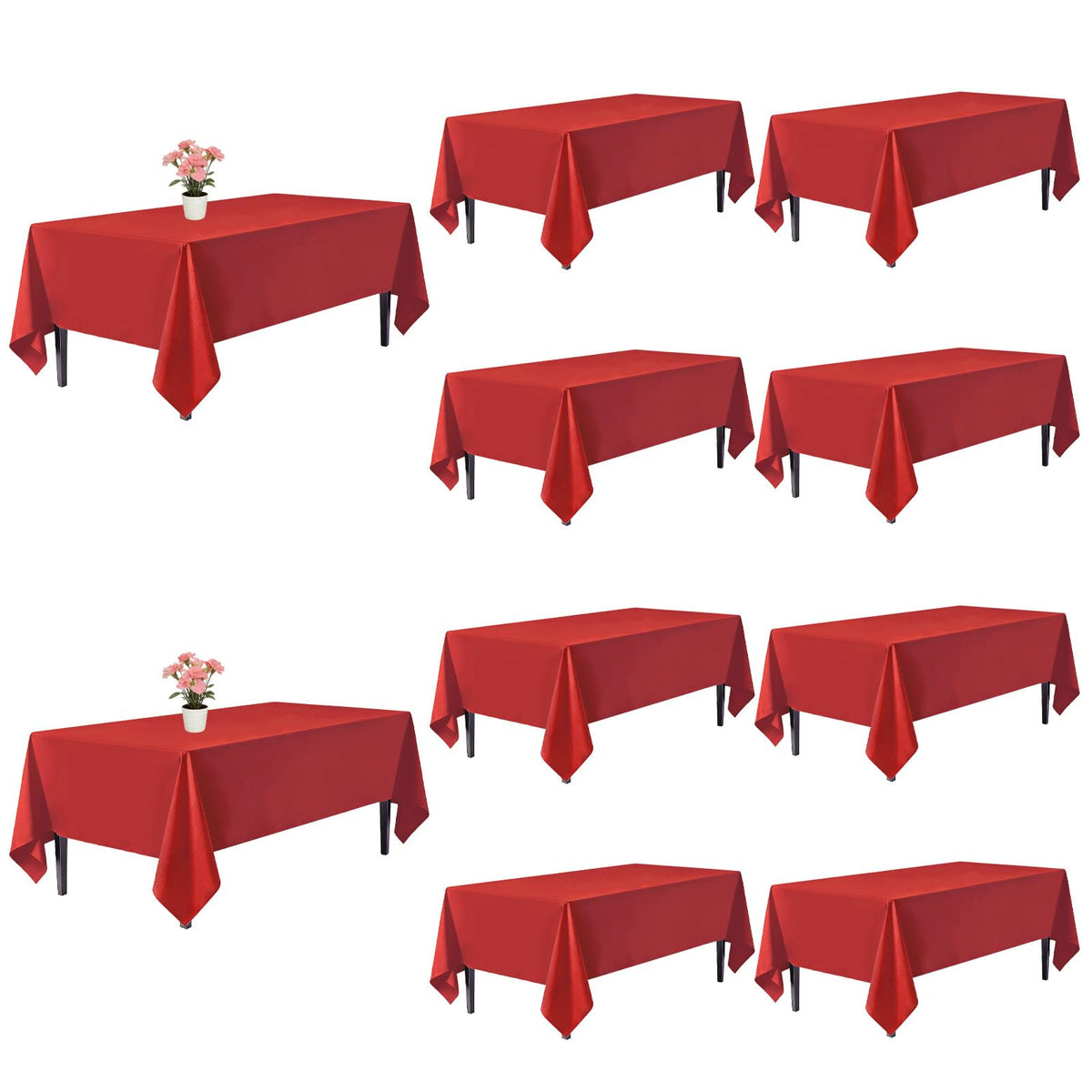 10 Pack Black Tablecloths 60 x 126 Inch for 8 Foot Rectangle Tables