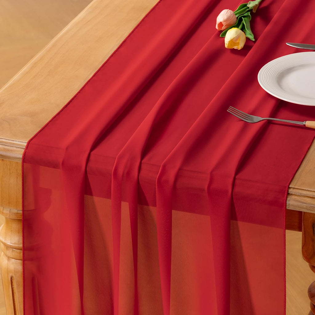 Ivory White Chiffon Table Runner Fall Boho Wedding Birthday Party Decor