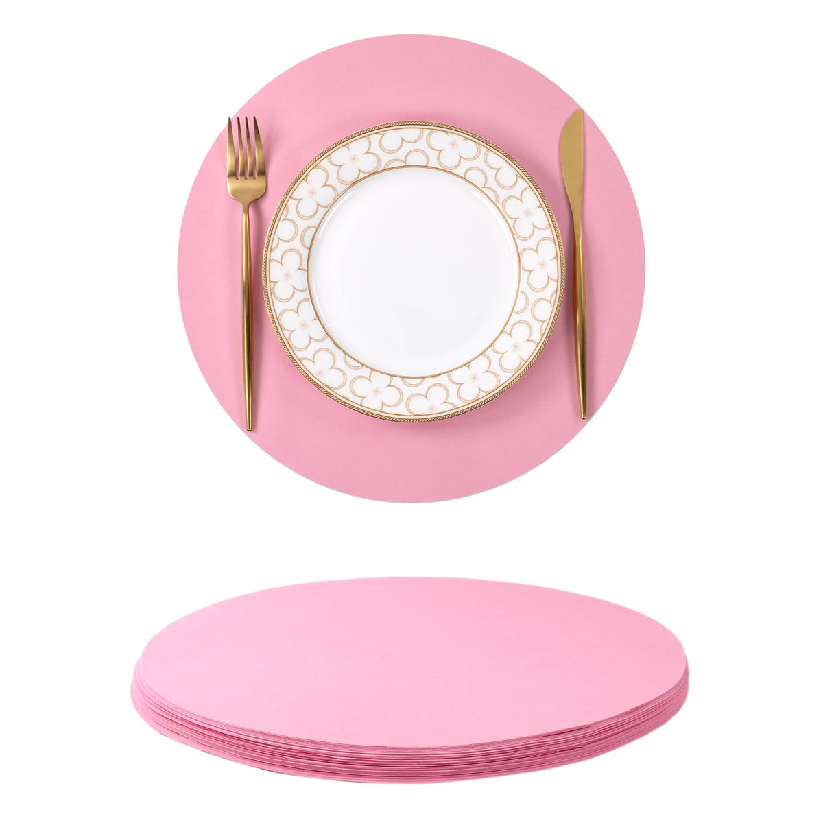 SHACOS 100 pcs Round Paper Placemats Disposable 13 inch Colored Paper Decorative Place Mats for Wedding Birthday Party Bridal Baby Shower Events Table Decoration, Yellow
