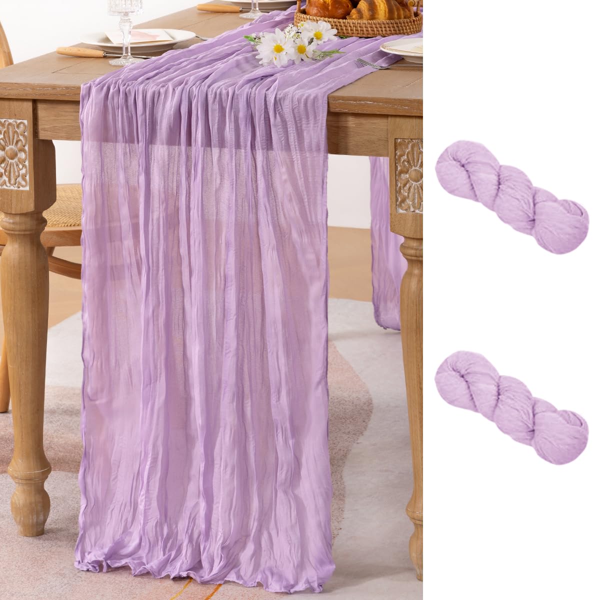 Ivory Cheesecloth Table Runner Farmhouse Fall Table Runner 10ft, 12 Pack
