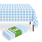 6 Pack Disposable Blue Gingham Plastic Tablecloth, 54 x 108 Inch