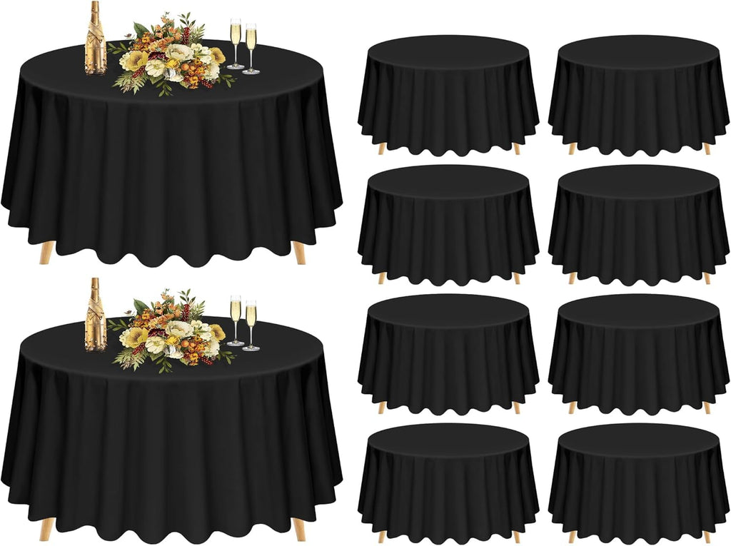 10 Pack Navy Blue Round Tablecloths 90 Inch, Polyester Round Table Cloth Circle Bulk Linen Washable Table Cloth Stain and Wrinkle Resistant Circle Table Cover for Wedding Party Dining Banquet