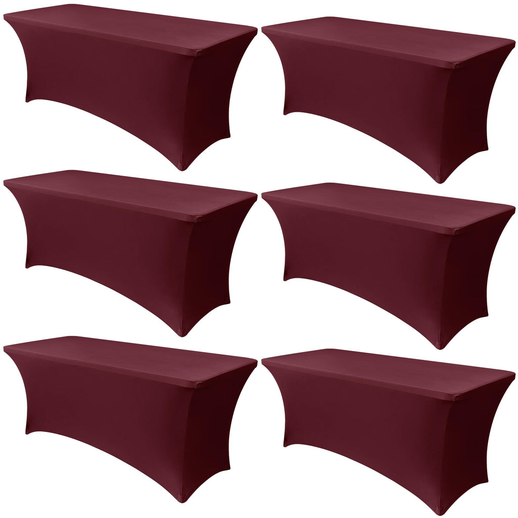 Obstal 6 Pack Stretch Spandex Table Covers for 6 Foot Tables, Black