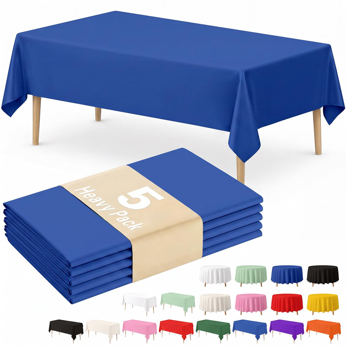 Fixwal 8 Pack Disposable White Rectangle Plastic Tablecloth, 70 x 120 Inch