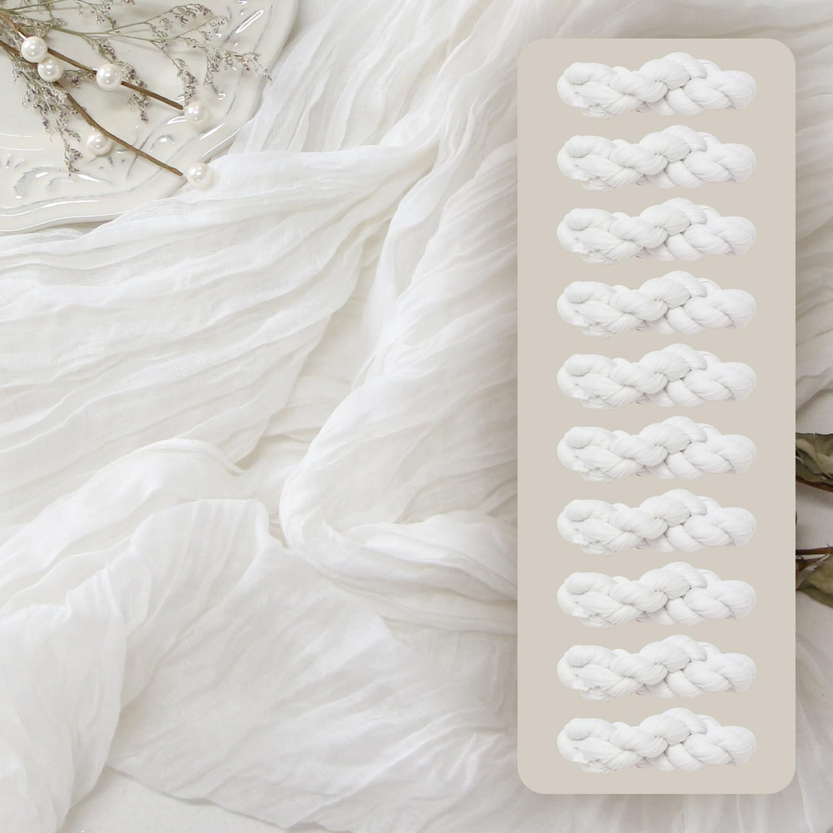 FEXIA Beige Cheesecloth Table Runner Gauze Rustic Boho Party Decoration