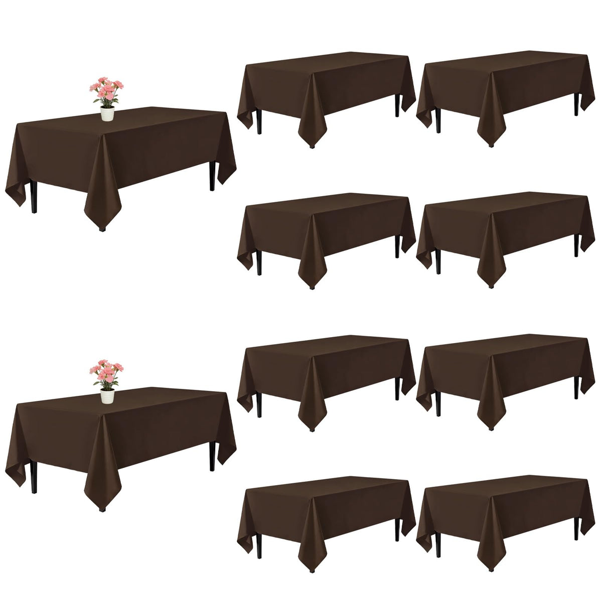 10 Pack Black Tablecloths 60 x 126 Inch for 8 Foot Rectangle Tables