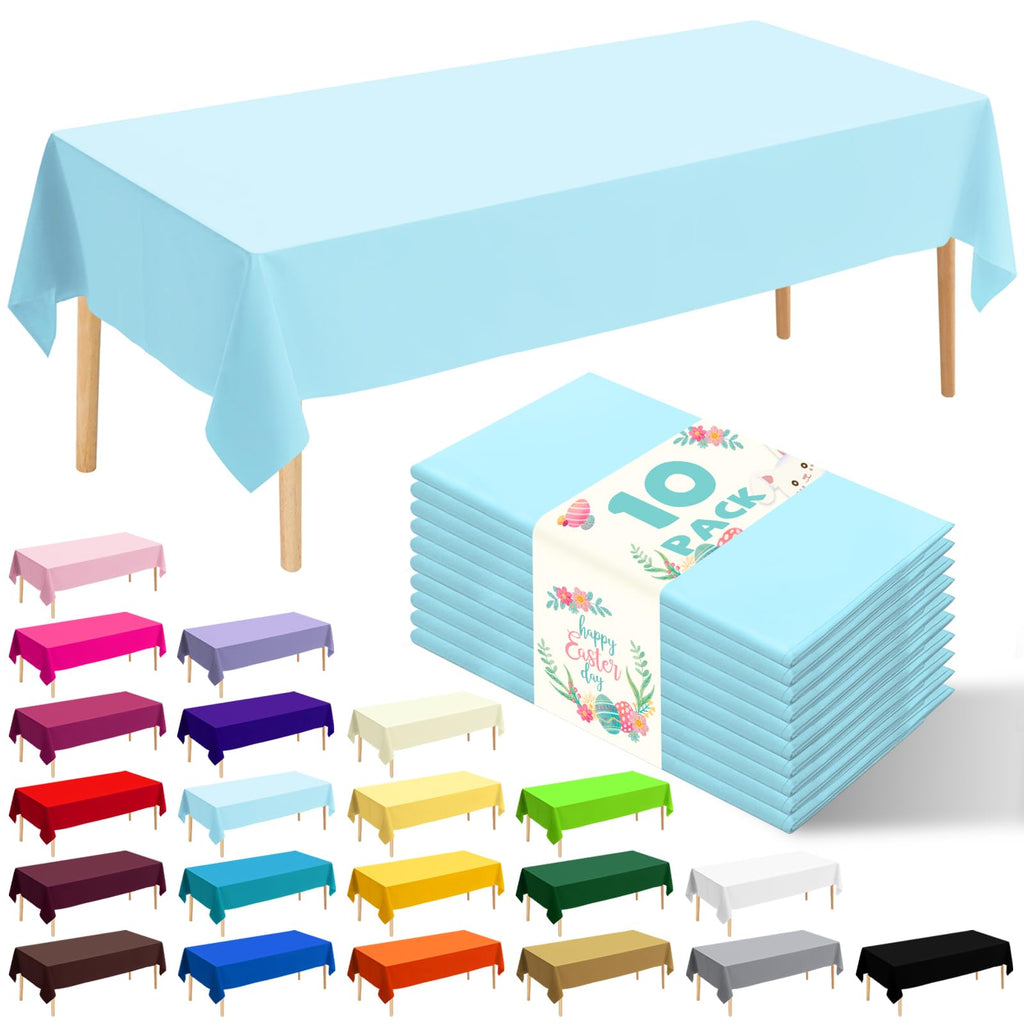 10 Pack Gold Round Tablecloth 84 Inch Round Plastic Table Cloth Disposable Waterproof Table Cover for Wedding Birthday Bridal Shower Party Decorations