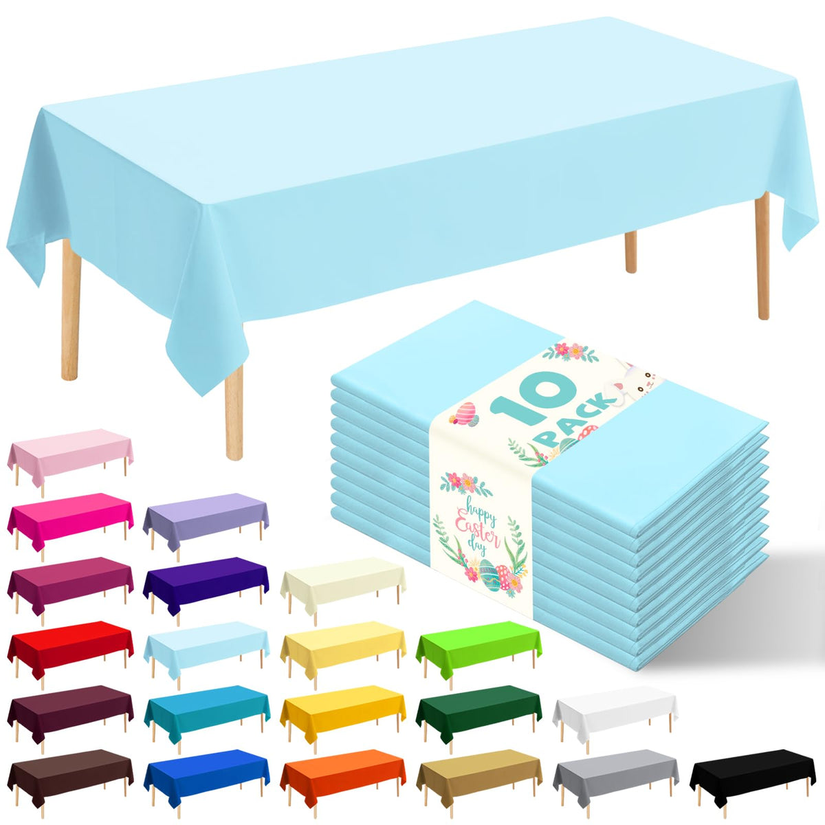 10 Pack Gold Round Tablecloth 84 Inch Round Plastic Table Cloth Disposable Waterproof Table Cover for Wedding Birthday Bridal Shower Party Decorations