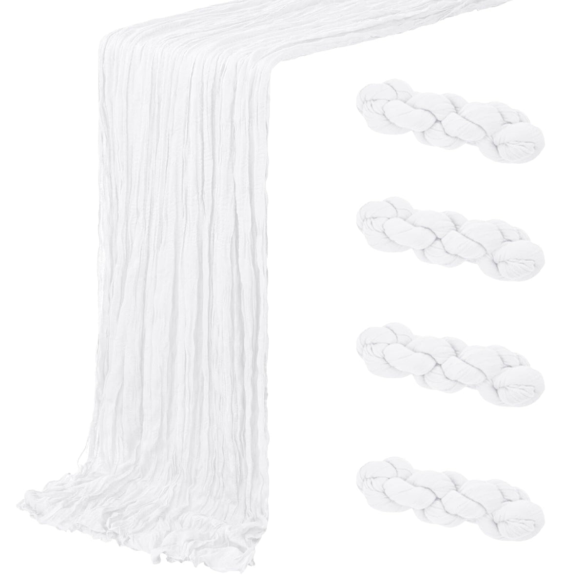 4 Pack Ivory Cheesecloth Table Runner 20 x 120 inch Gauze Table Runners 10 FT Long,Semi Sheer Cheese Cloth Fabric Table Runner Bulk for Wedding,Party,Baby Shower,Bridal Shower Decoration