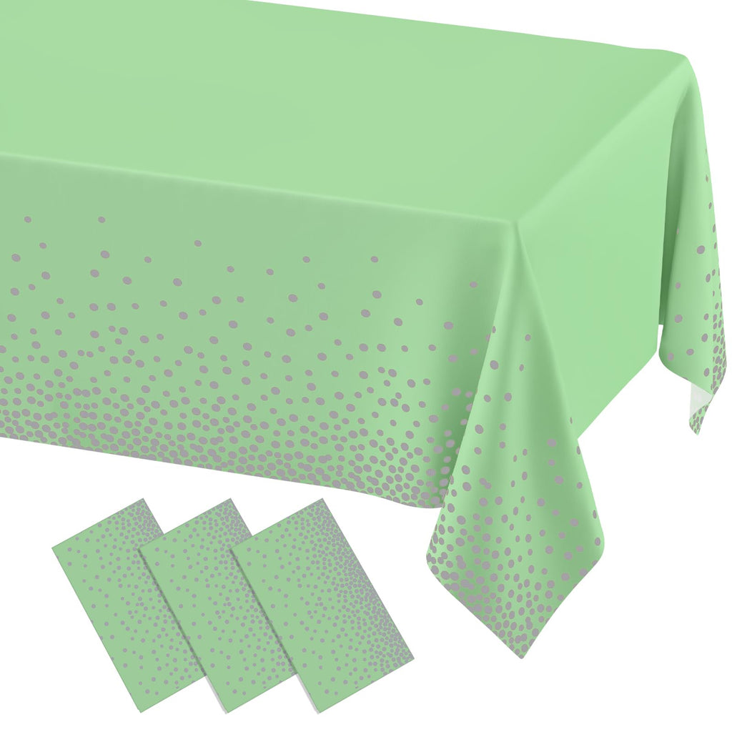 misaya 3 Packs Disposable Plastic Table Cloth, Gold Dots in White