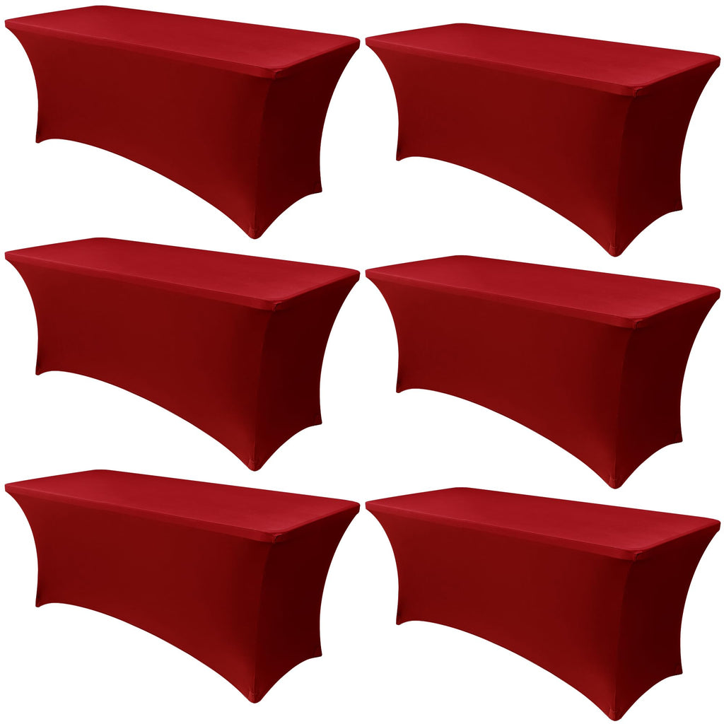 Obstal 6 Pack Stretch Spandex Table Covers for 6 Foot Tables, Black