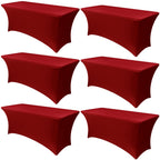 Obstal 6 Pack Stretch Spandex Table Covers for 6 Foot Tables, Black