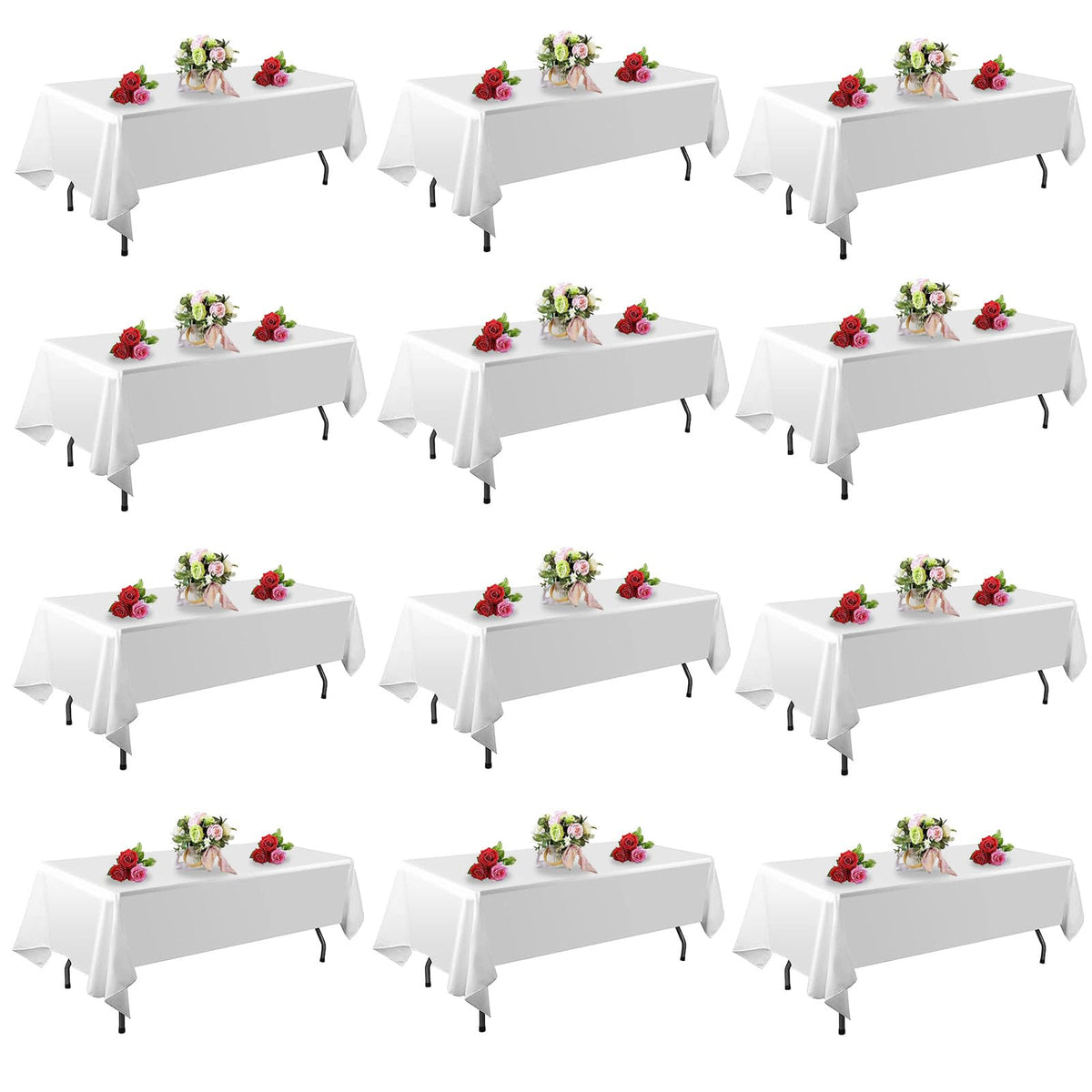 FINDYOU Ivory 6 Pack Polyester Table Cloth 60 x 102 Inch, Rectangle Tablecloths for 6 Foot Tables Washable Table Cloth for Party Wedding