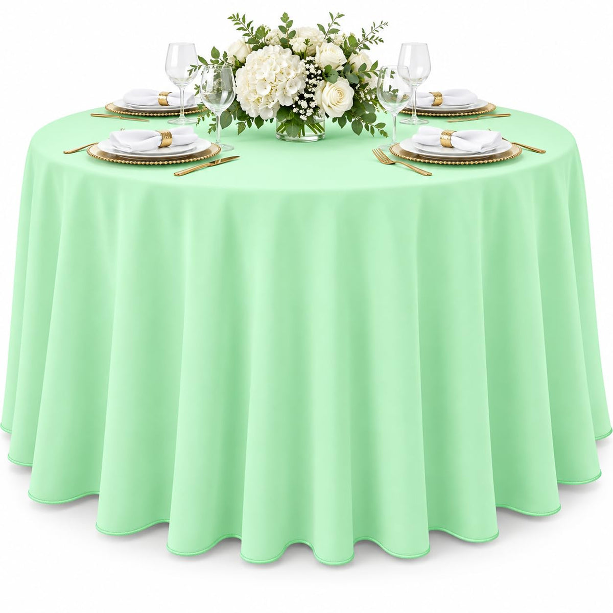 AK TRADING CO. 60 x 102-Inch Rectangular Polyester Tablecloth - Made in USA - Wrinkle-Resistant, Flame Retardant, Durable Party Table Cover, Banquet Tablecloth, Wedding Table Cover - Light Blue