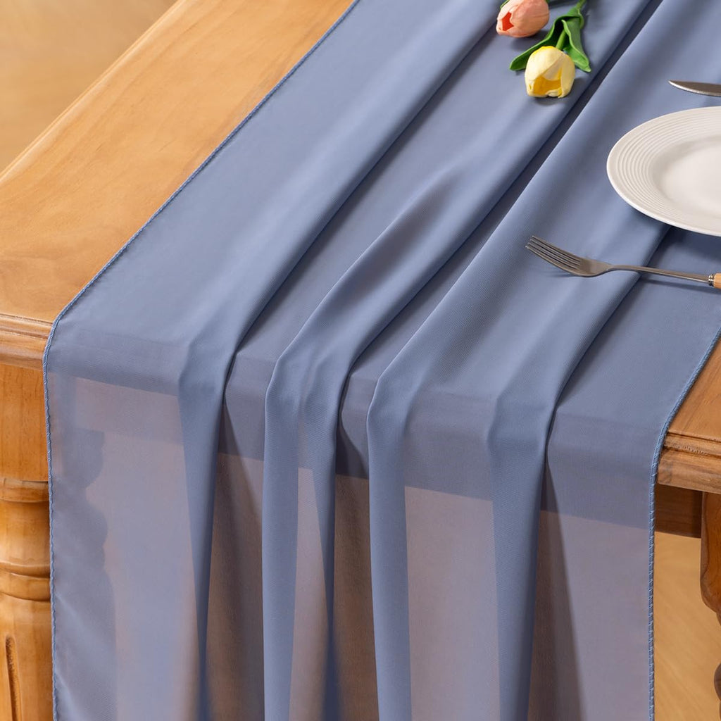 Ivory White Chiffon Table Runner Fall Boho Wedding Birthday Party Decor