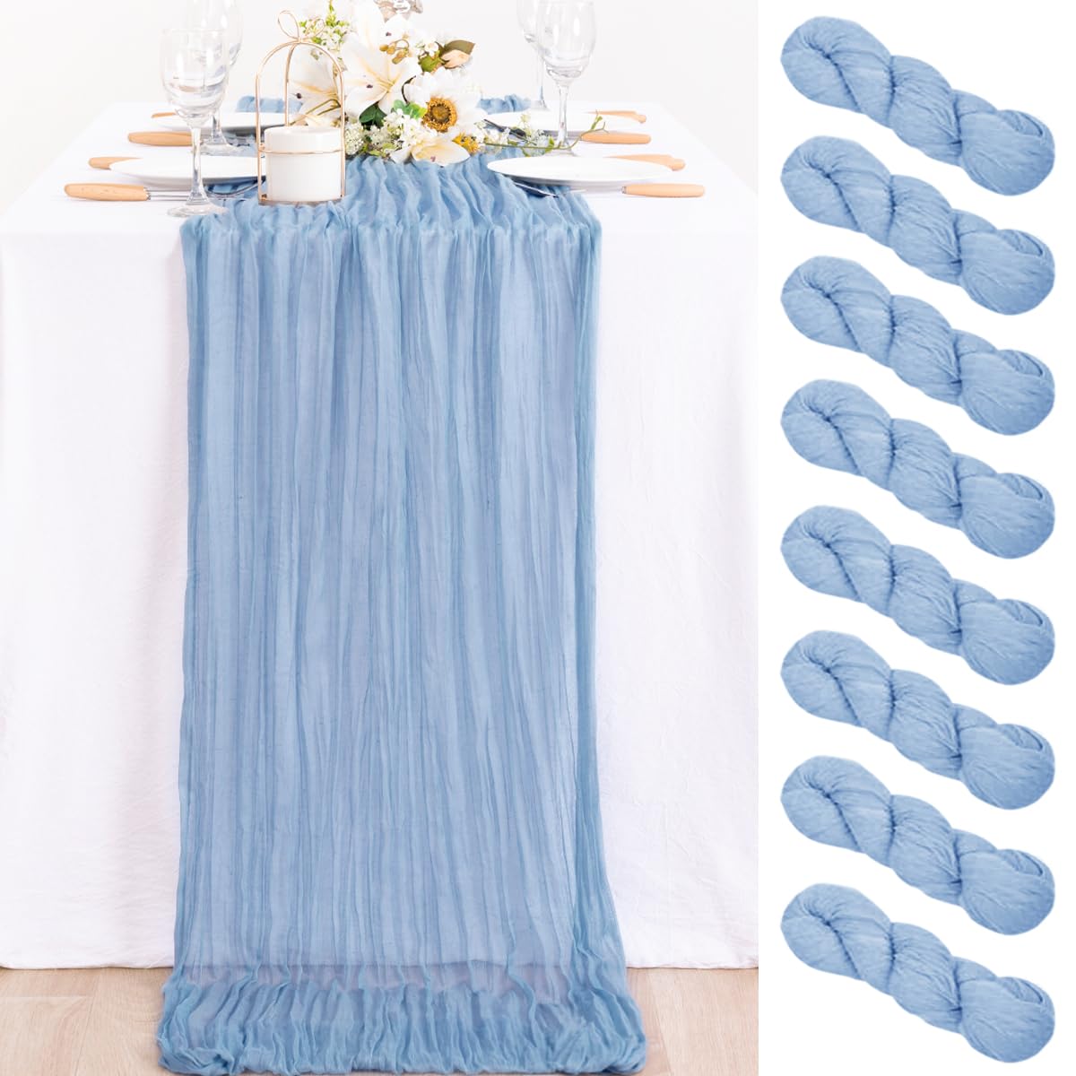 Ivory Cheesecloth Table Runner Farmhouse Fall Table Runner 10ft, 12 Pack
