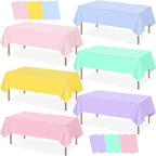 4 Pcs Light Blue Tablecloth 54 X 108 Inch Disposable Plastic Blue Tablecloths Waterproof Table Cloth Rectangular Table Cover for Boy Birthday Baby Shower Outdoor Picnic Party Decorations