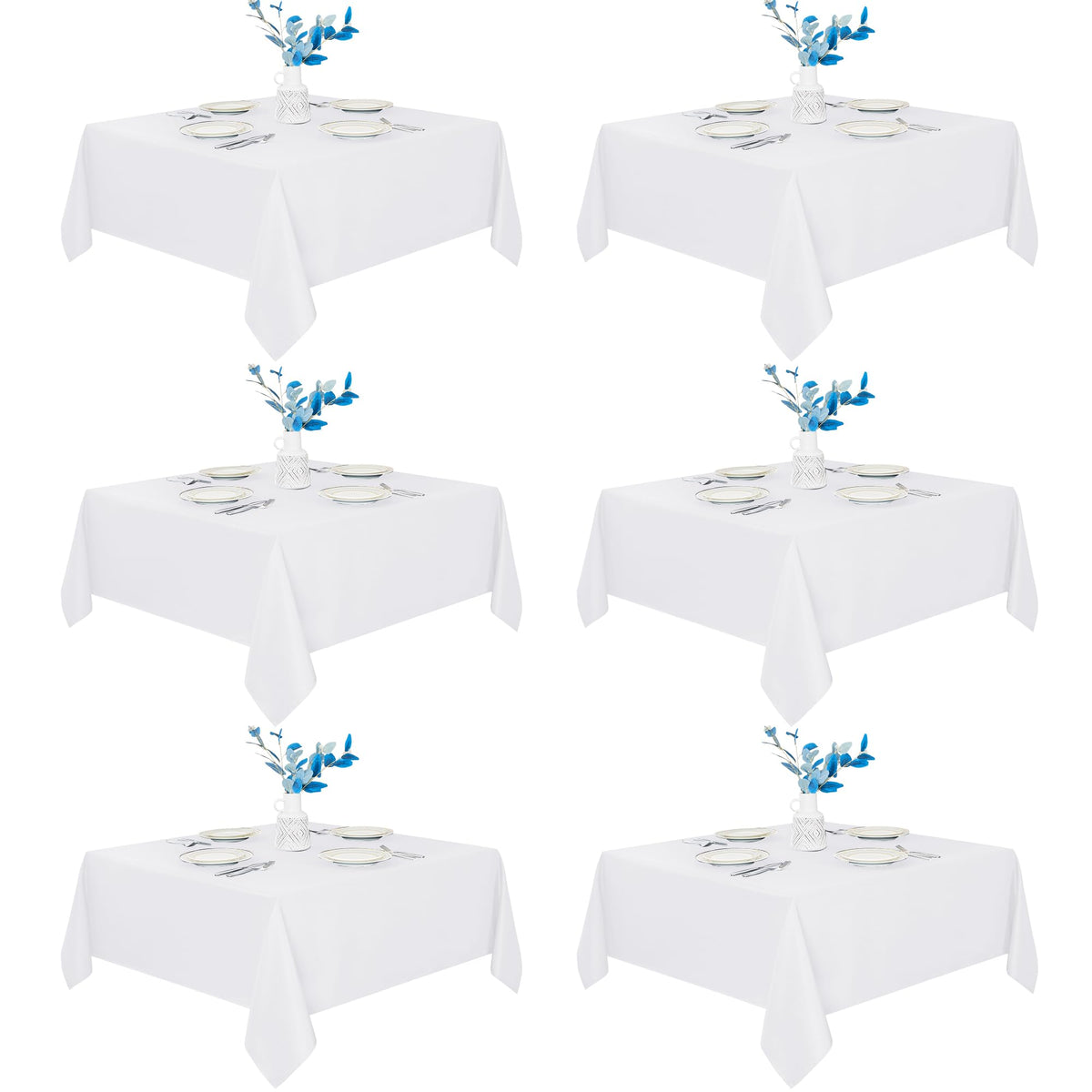 Fitable 6 Pack White Table Cloths 70x120 Inch for 6-8 Ft Rectangle Tables