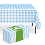 6 Pack Disposable Blue Gingham Plastic Tablecloth, 54 x 108 Inch